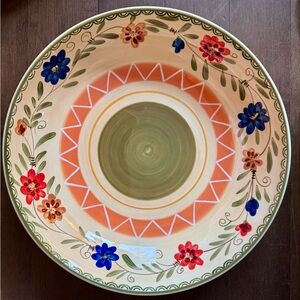 Floral Hand-Painted Ceramic Serving Bowl